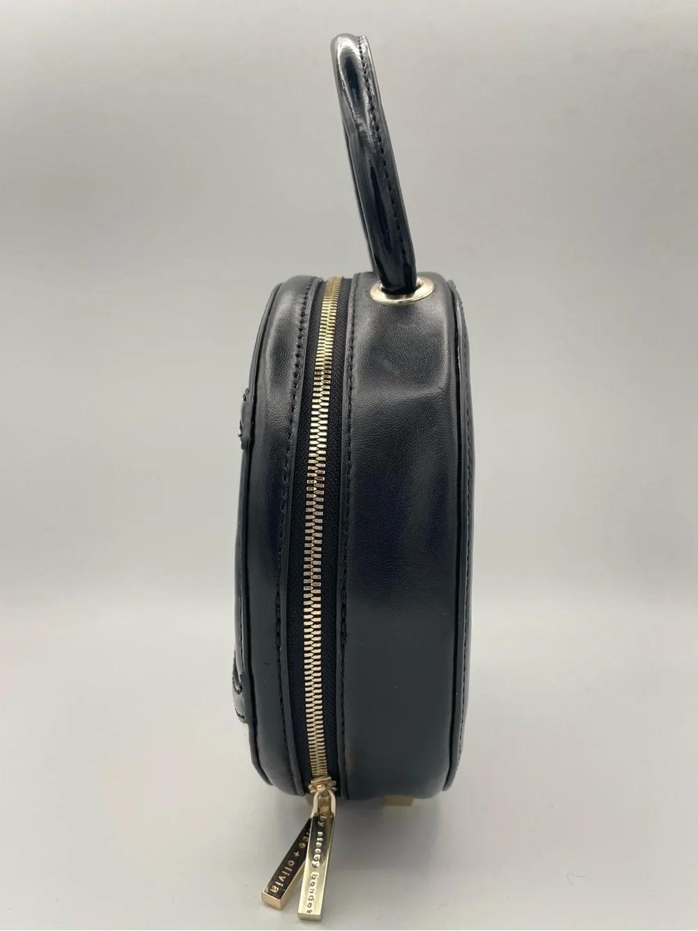 ALICE + OLIVIA Stace Face Circle Leather Bag Round Clutch | Novelty Top Handle
